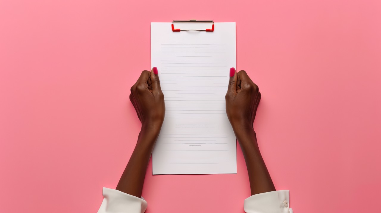 Hands on a blank document